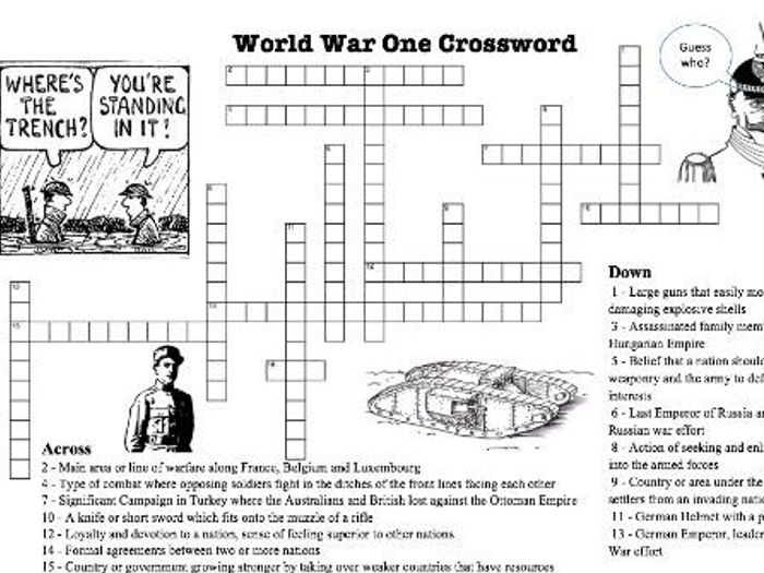 World war 1 crossword review answer key