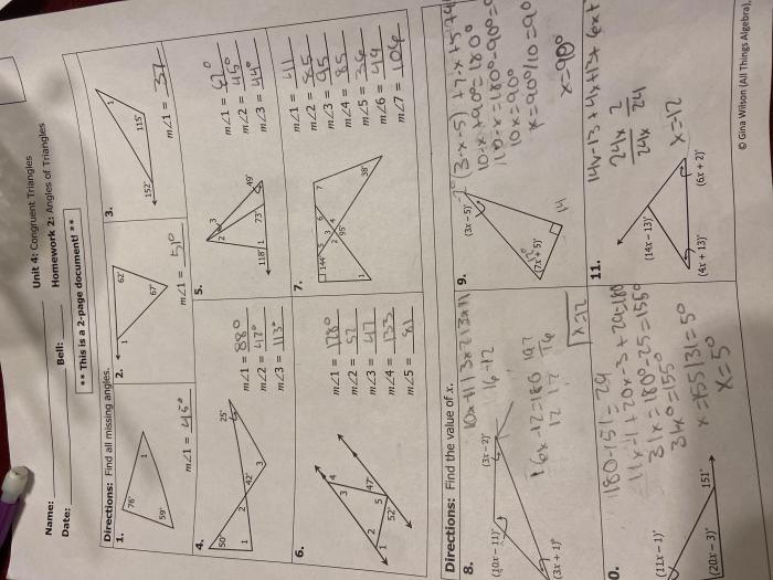 Lesson 4.2 properties of isosceles triangles answer key